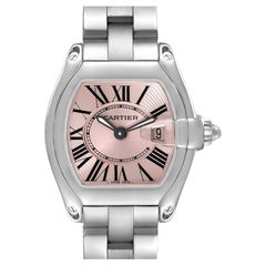 Cartier Roadster Small Pink Dial Steel Ladies Watch W62017V3