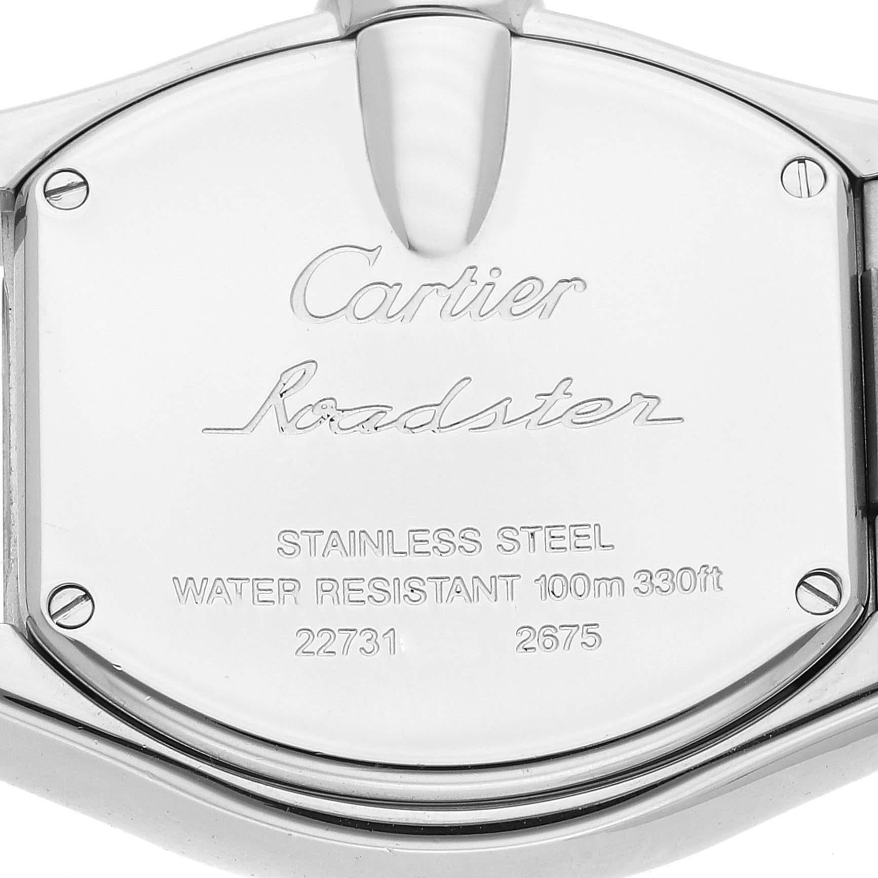 Cartier Roadster Kleine rosa Stahl-Damenuhr mit Zifferblatt W62017V3 Papiere 4