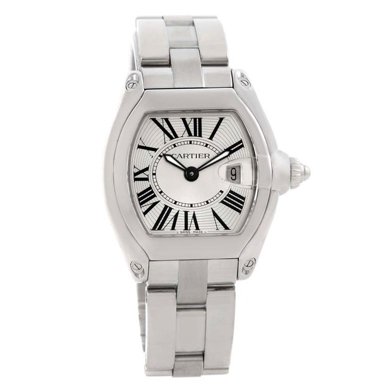 Cartier Roadster Small Silver Dial Ladies Steel Watch W62016v3 For Sale At 1stdibs