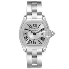 Cartier Roadster Small Silver Dial Steel Ladies Watch W62016V3 Box Papers