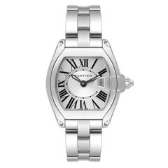 Cartier Roadster Small Silver Dial Steel Ladies Watch W62016V3 Box Papers