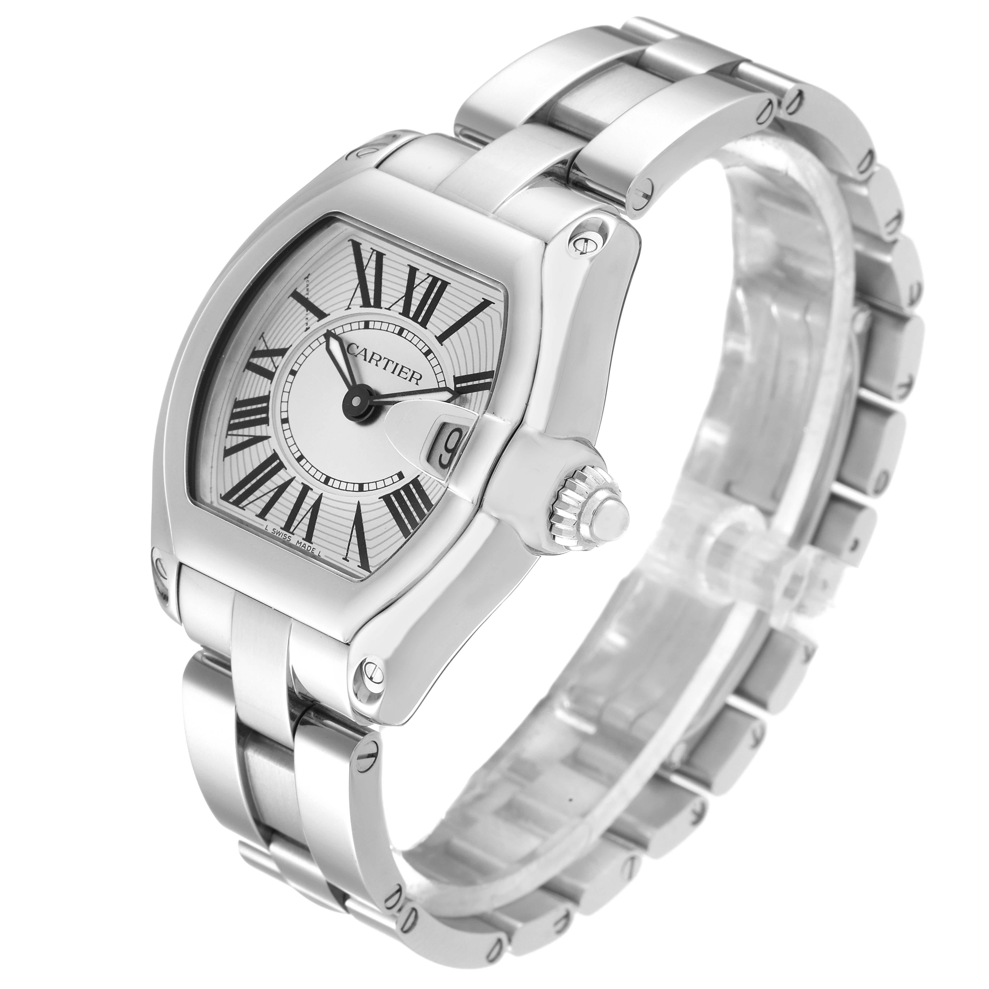 Women's Cartier Roadster Small Silver Dial Steel Ladies Watch W62016V3 For Sale