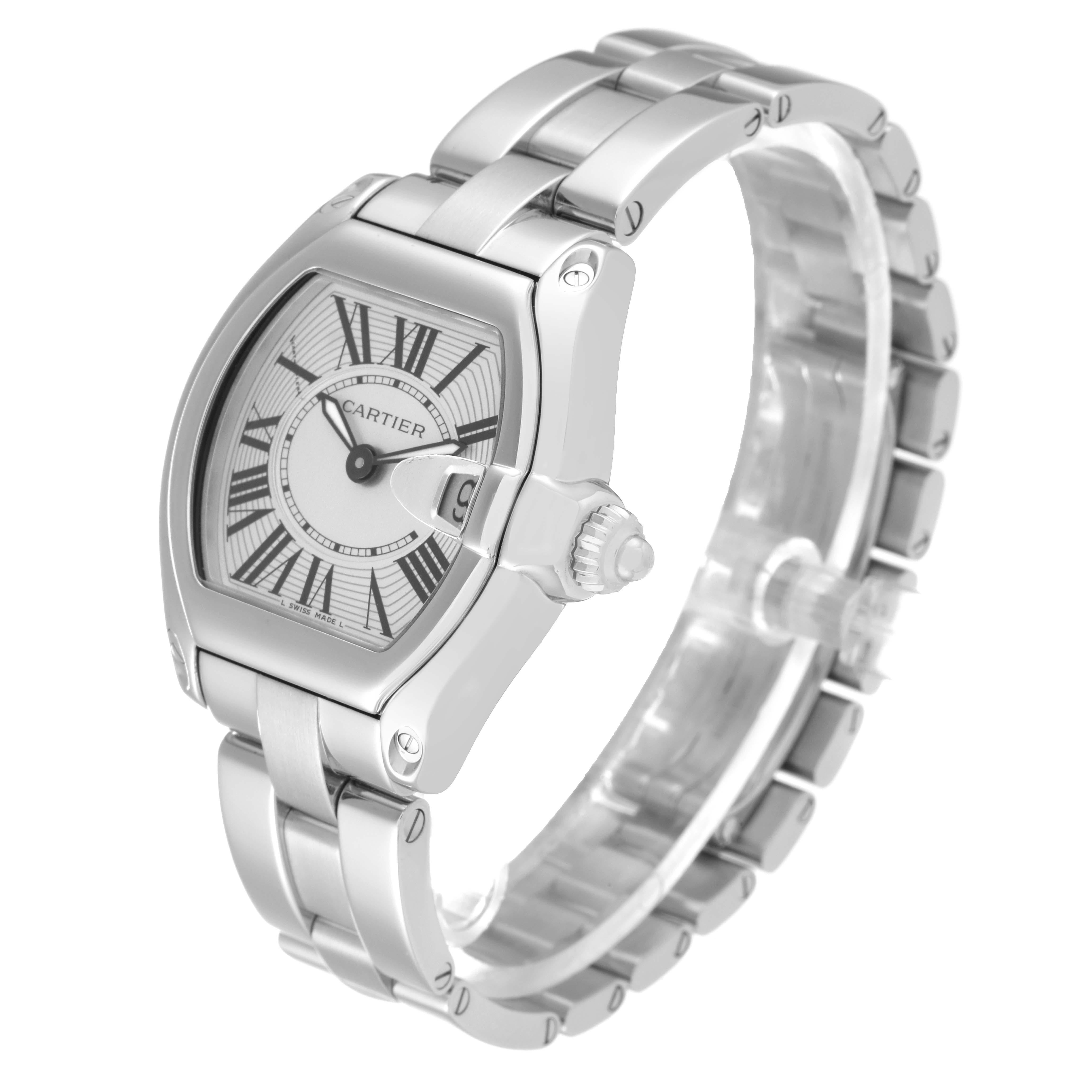 Women's Cartier Roadster Small Silver Dial Steel Ladies Watch W62016V3 For Sale
