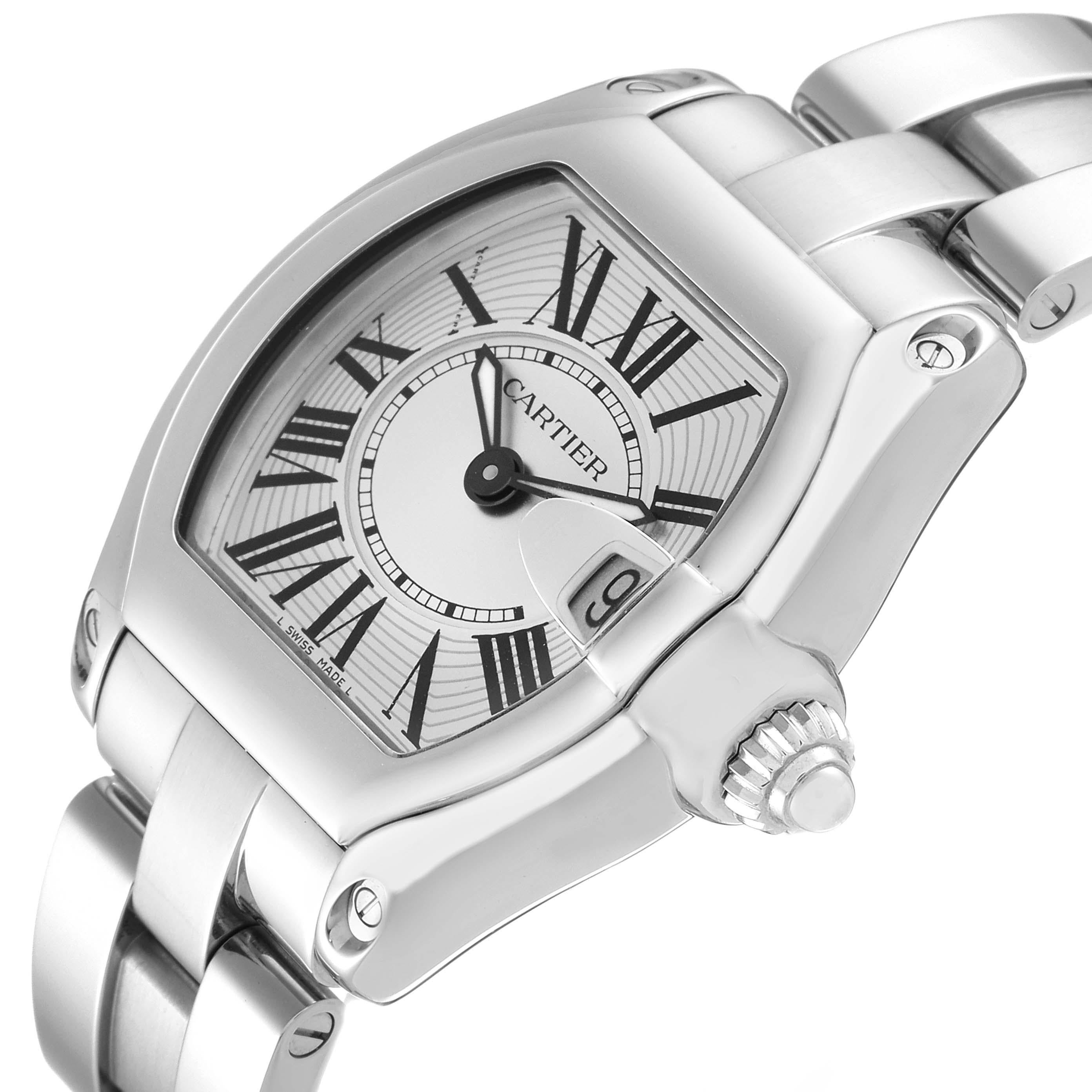 Cartier Roadster Small Silver Dial Steel Ladies Watch W62016V3 For Sale 1