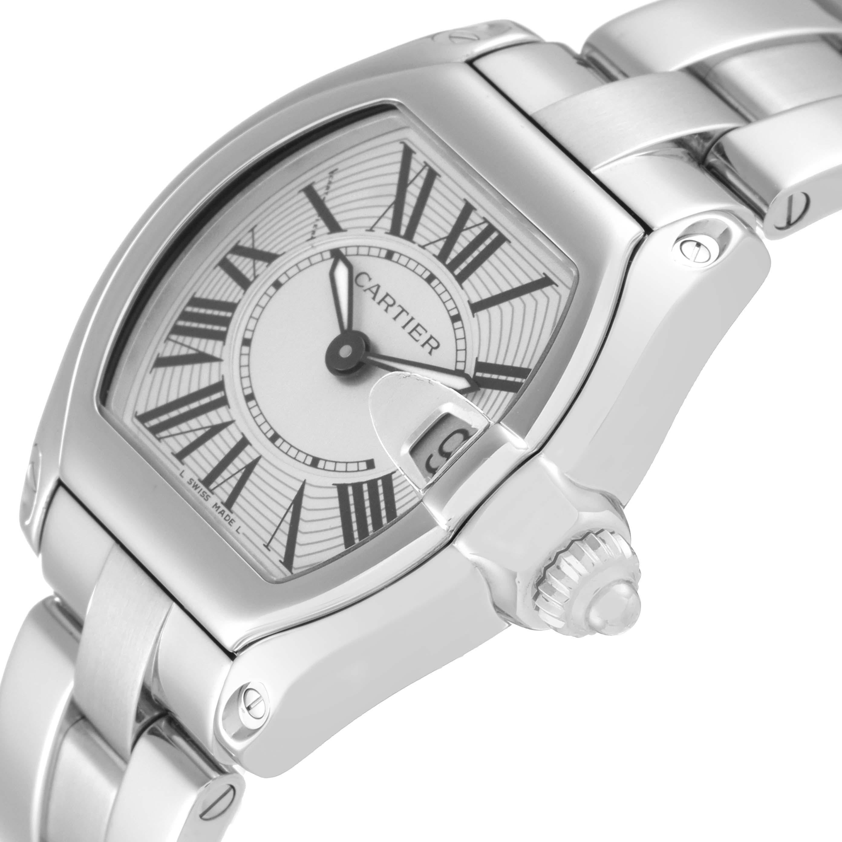 Cartier Roadster Small Silver Dial Steel Ladies Watch W62016V3 For Sale 1