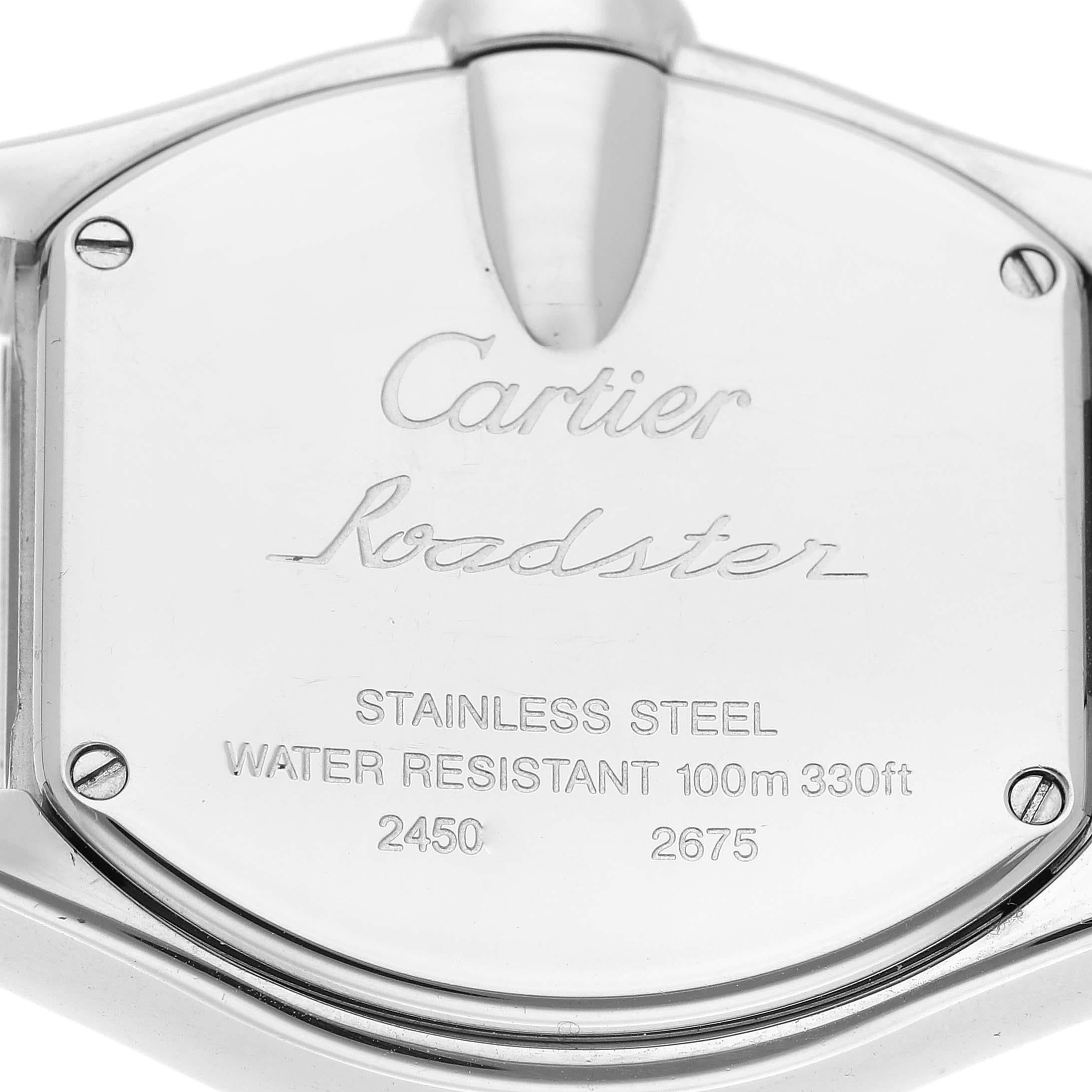 Cartier Roadster Small Silver Dial Steel Ladies Watch W62016V3 For Sale 2