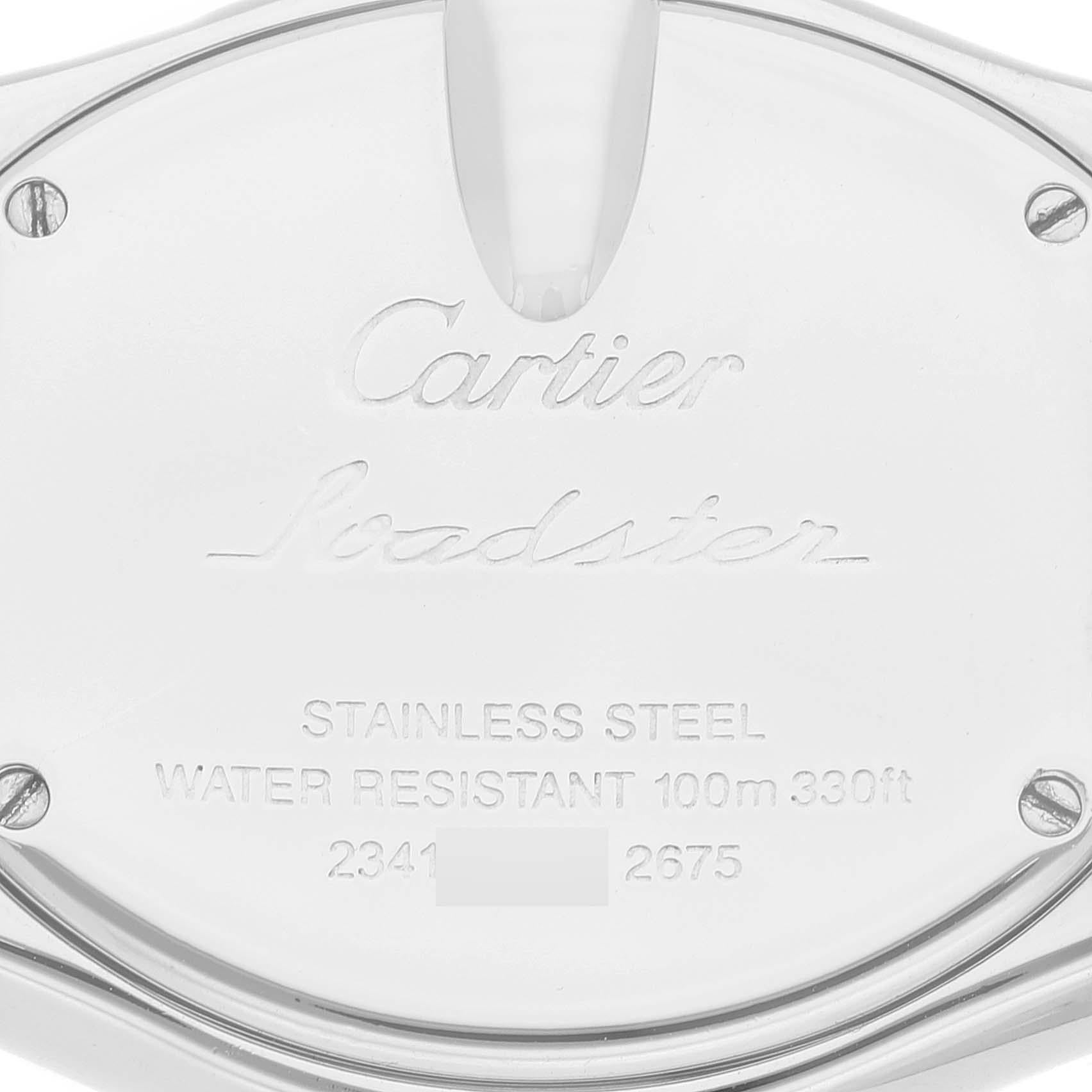 Cartier Roadster Stahl-Damenuhr mit silbernem Zifferblatt W62016V3 im Angebot 3