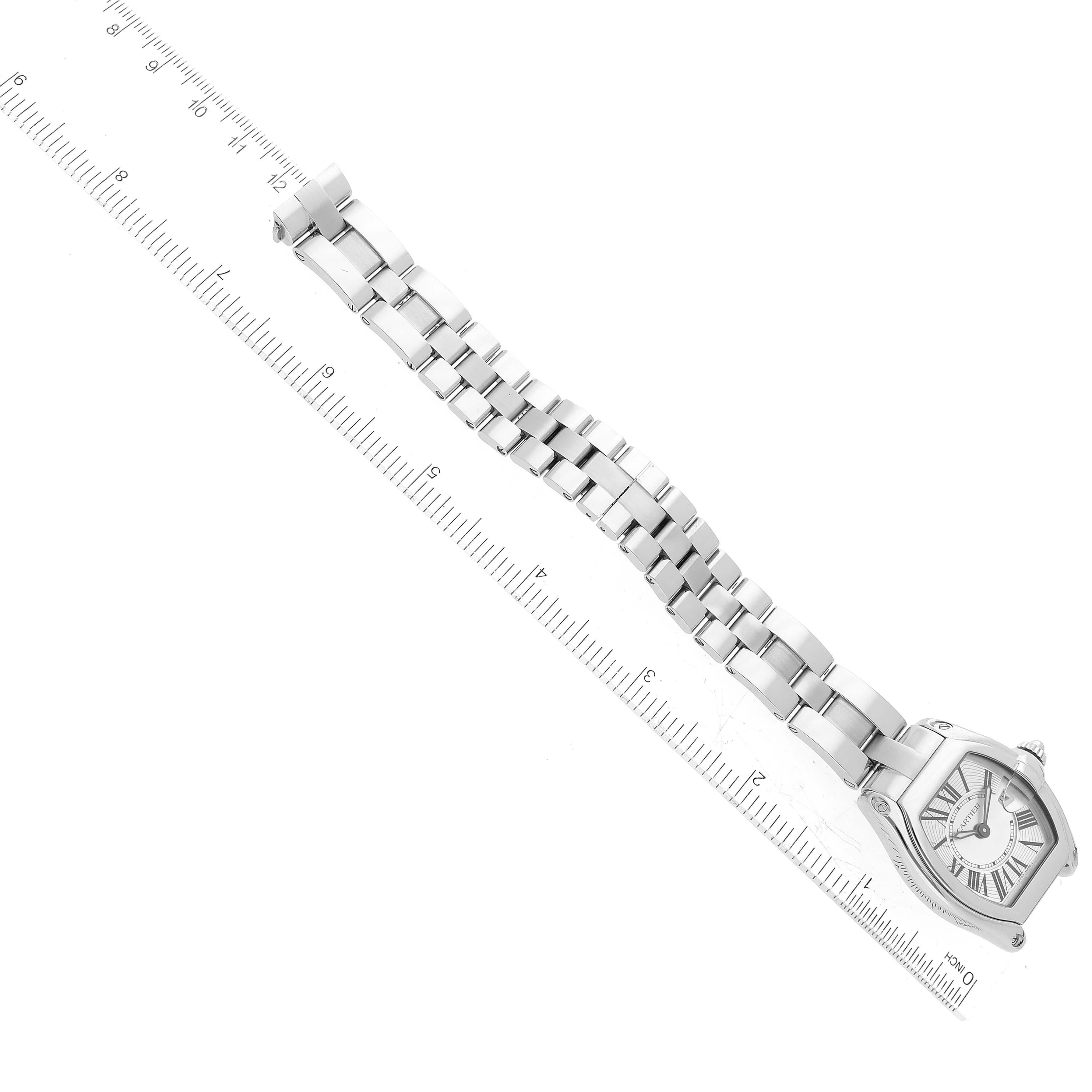 Cartier Roadster Small Silver Dial Steel Ladies Watch W62016V3 For Sale 4