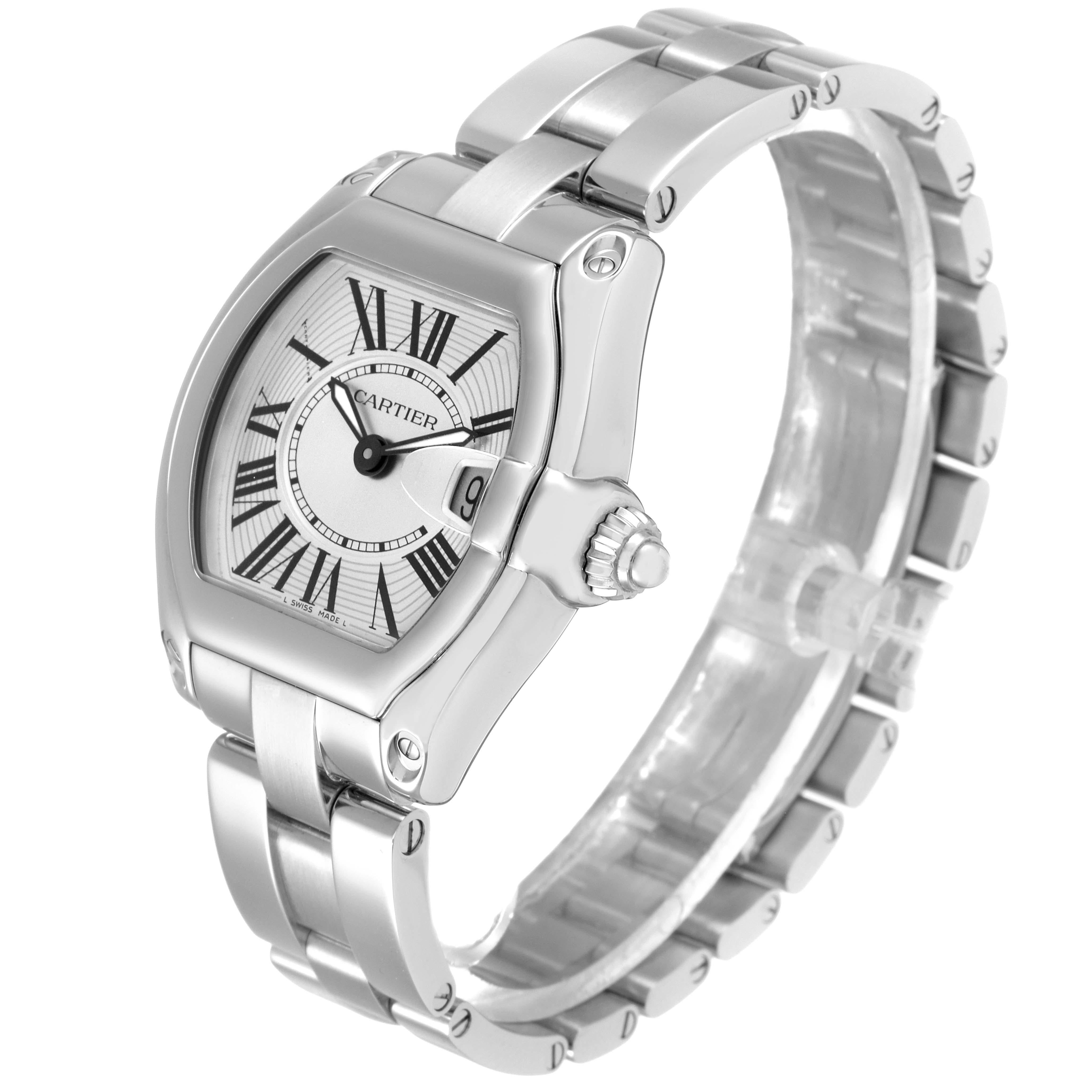 Women's Cartier Roadster Small Silver Dial Steel Ladies Watch W62016V3 Papers