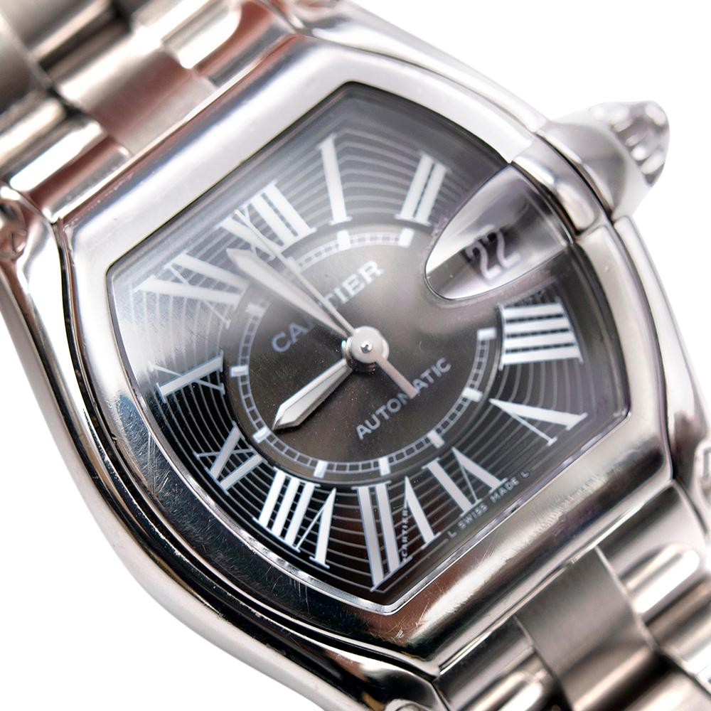 Cartier Roadster Stainless Steel 38mm Black Dial Watch In Excellent Condition In London, GB