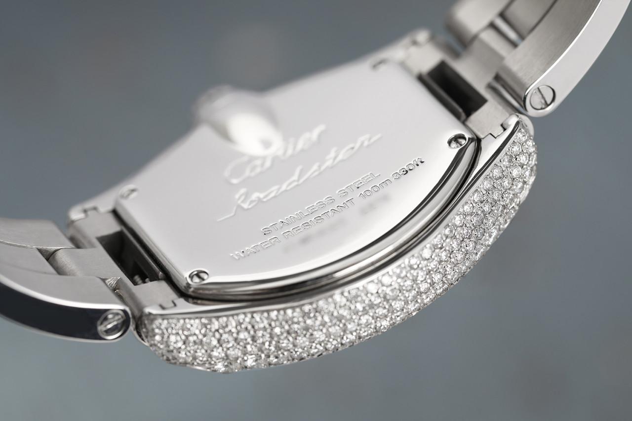 Cartier Bracelet routier en acier inoxydable avec étui à diamants et centre W62016V3  Excellent état - En vente à New York, NY