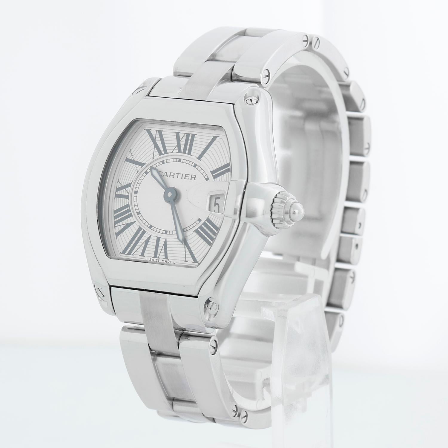 Cartier Roadster Stainless Steel Ladies Watch W62016V3 2675 In Excellent Condition For Sale In Dallas, TX