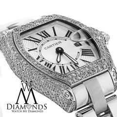 Cartier Roadster Stainless Steel Ladies Watch Custom Diamond Case W62016V3