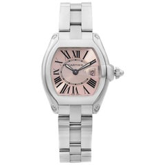 Cartier Roadster Stainless Steel Pink Dial Quartz Ladies Watch W62017V3
