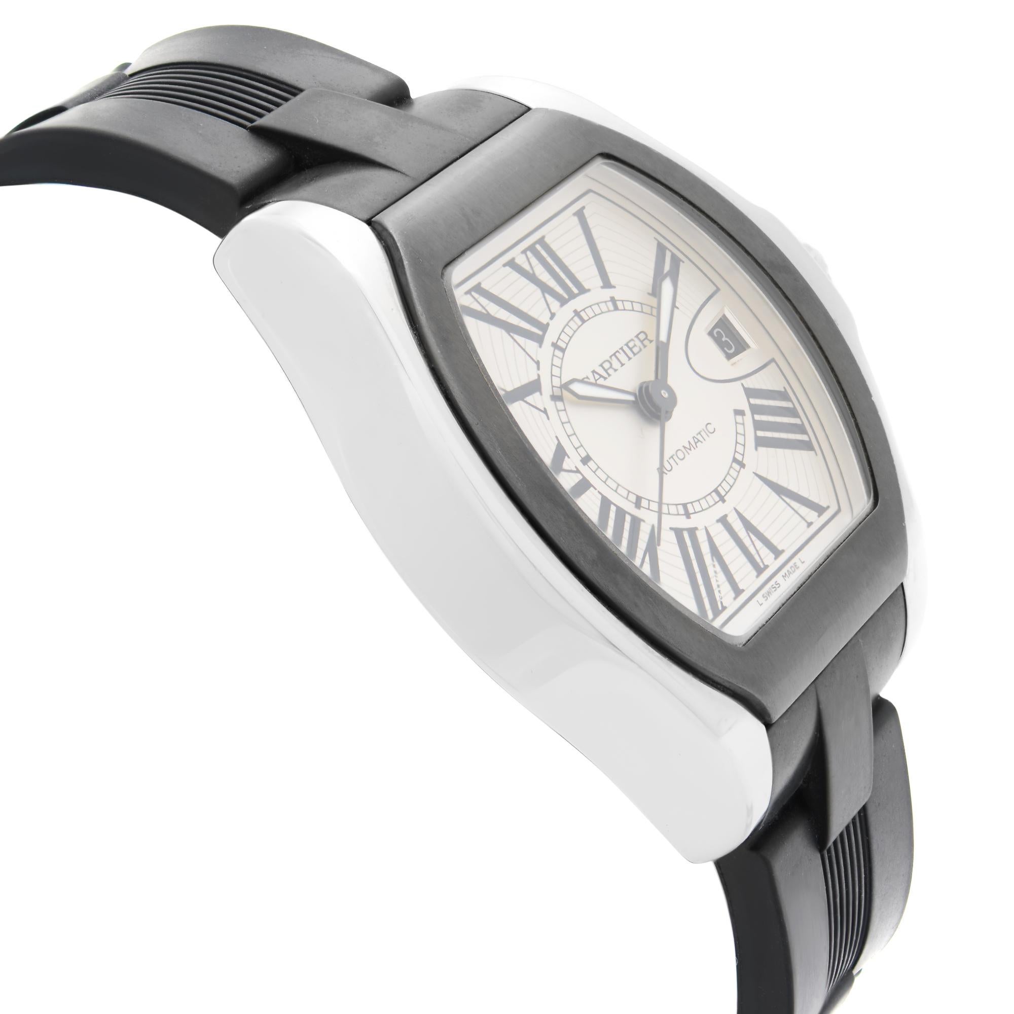 Men's Cartier Roadster Stainless Steel Silver Roman Dial Automatic Mens Watch W6206018