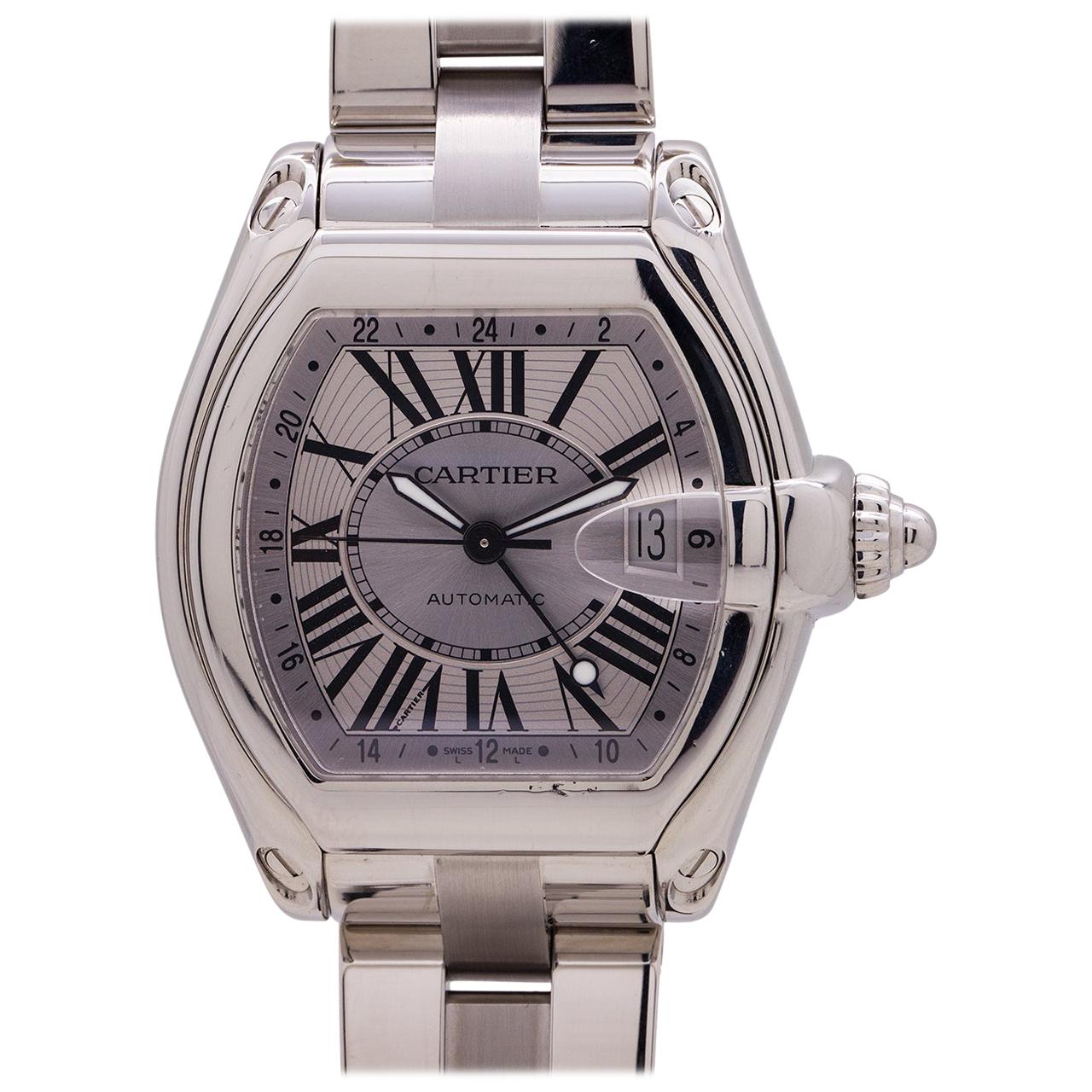 Cartier Roadster Stainless Steel XL GMT Ref 2722, circa 2000s For Sale