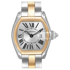 Cartier Roadster Steel Yellow Gold Silver Dial Ladies Watch W62026Y4 Box Papers