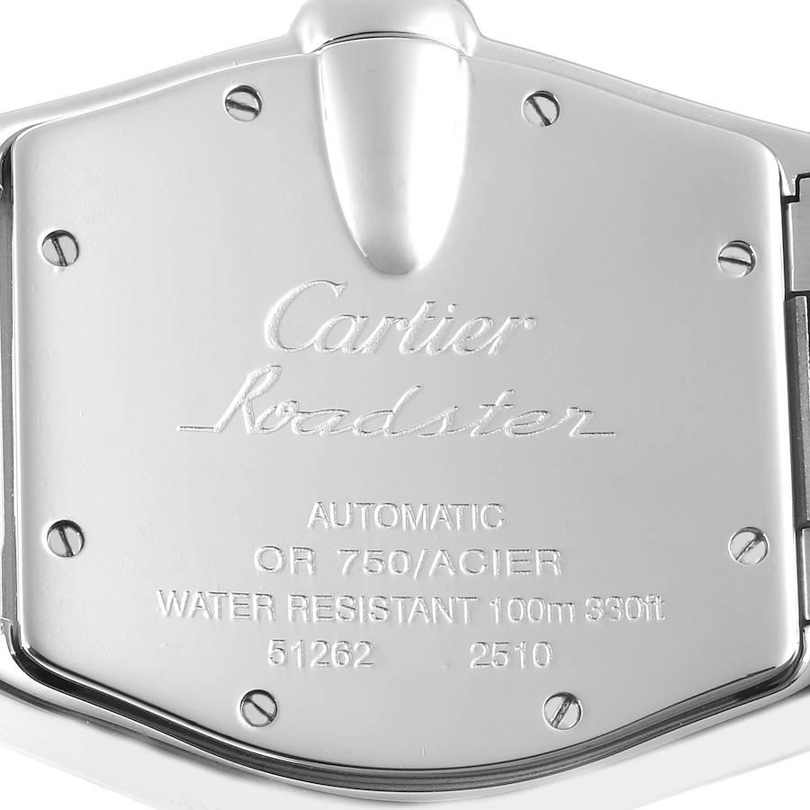 Cartier Roadster Steel Yellow Gold Silver Dial Mens Watch W62031Y4 In Good Condition In Atlanta, GA