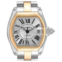 Cartier Roadster Steel Yellow Gold Silver Dial Mens Watch W62031Y4