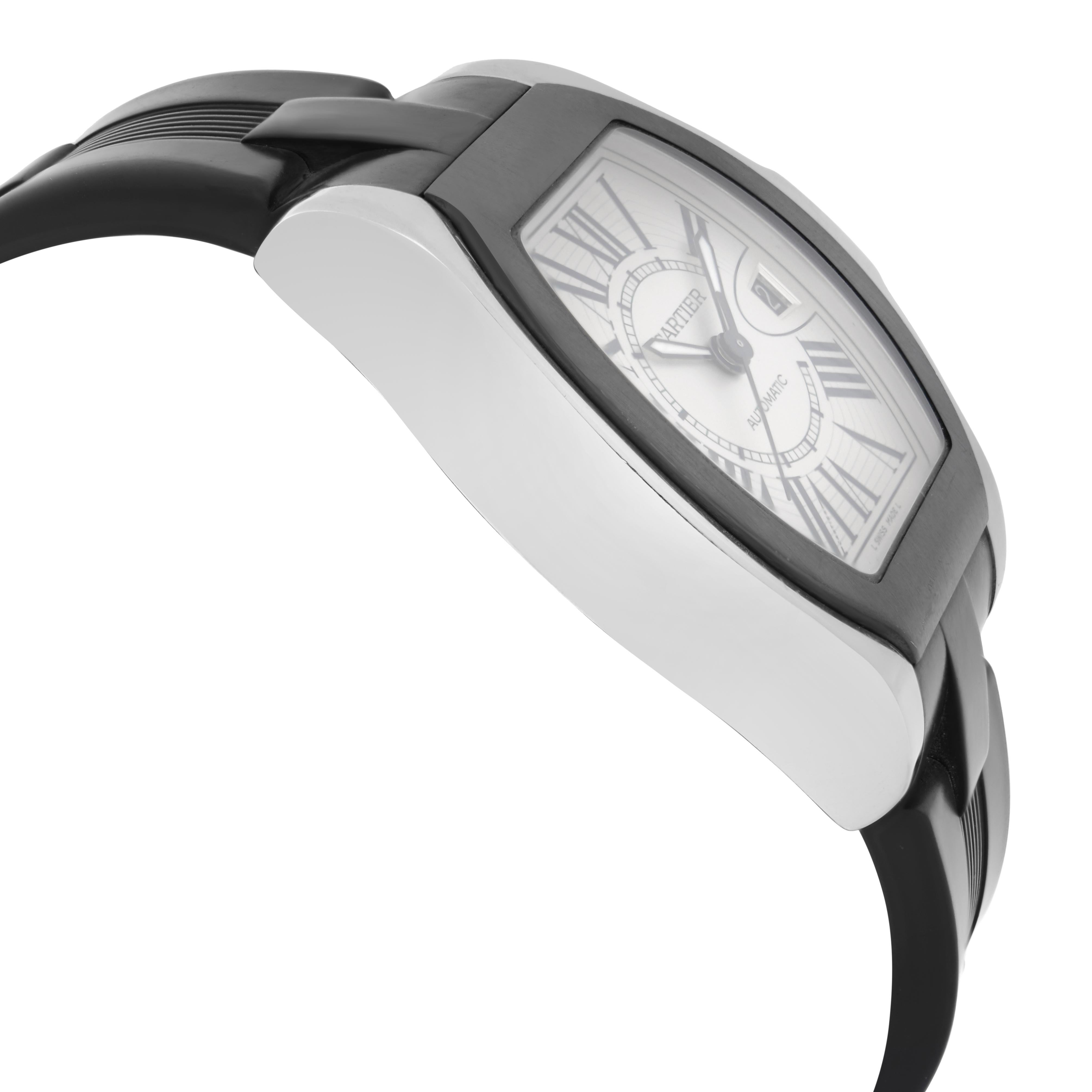 Cartier Roadster Tonneau Steel Silver Dial Automatic Men's Watch W6206018 1