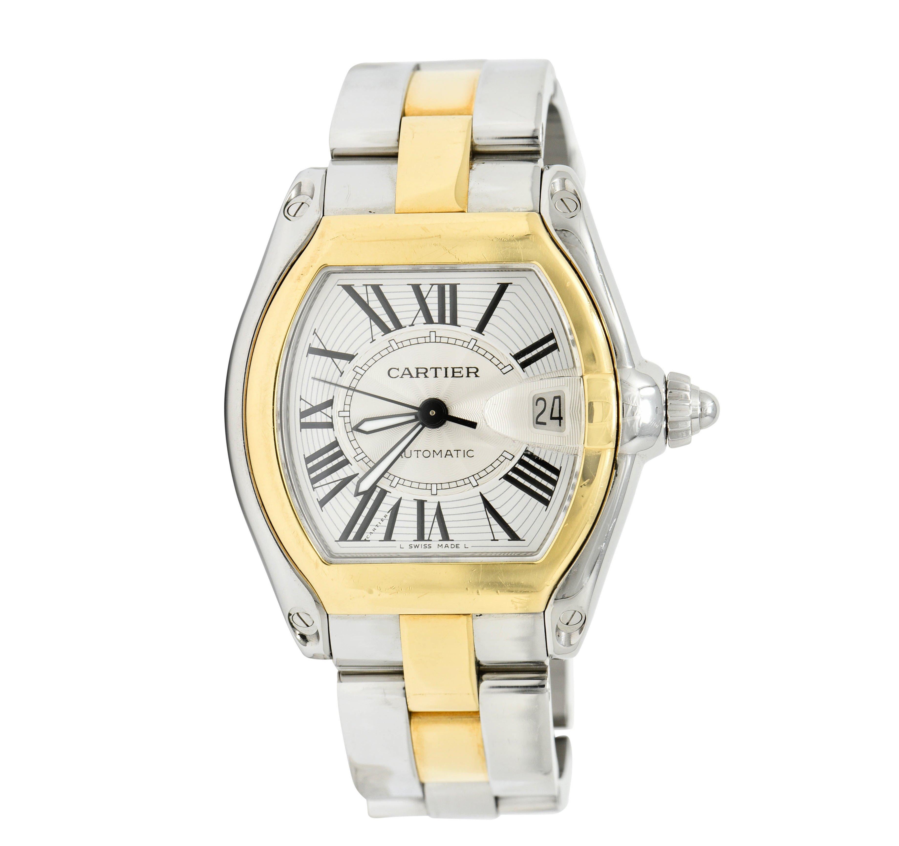 Contemporary Cartier Roadster Unisex Large Two-Tone 18K Gold Automatic Men's Watch
