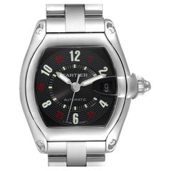 Cartier Roadster Vegas Roulette Red Green Steel Mens Watch W62002V3 Box Papers