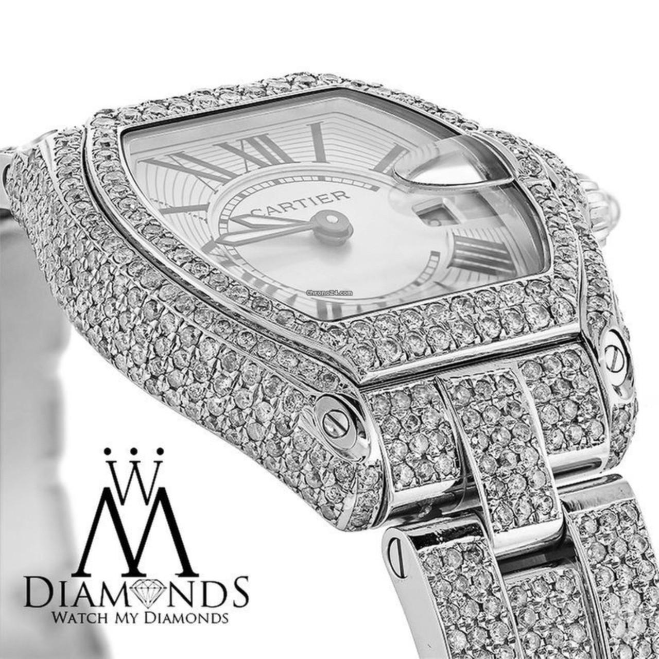 Cartier Roadster Damen Custom Diamond Edelstahl Uhr W62016V3 

 (Cartier-Schmuck Armband ist nicht enthalten)

