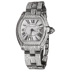 Orologio Cartier Roadster W62016V3 Ladies Custom Diamond in acciaio inossidabile