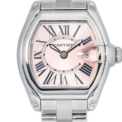 Cartier Roadster W62016V3 Stainless Steel PINK Dial Quartz Ladies Watch 30mm