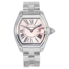 Cartier Roadster W62016V3 Stainless Steel PINK Dial Quartz Ladies Watch 30mm