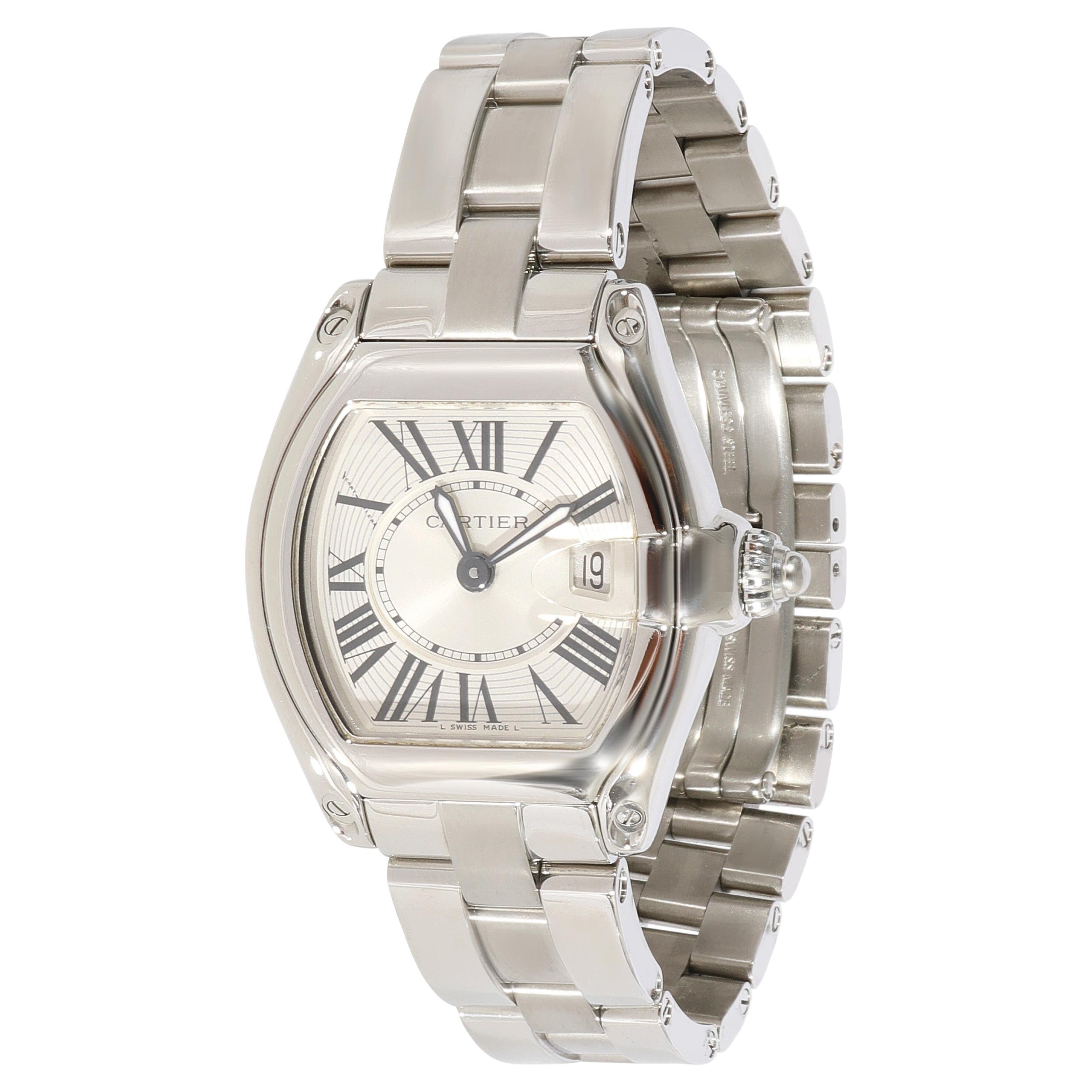 Cartier Roadster Silver Dial Small Model Steel Ladies Watch W62016V3 Box For Sale at 1stDibs
