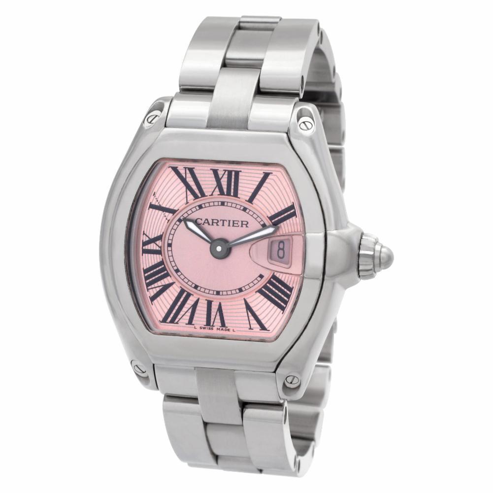 Cartier Roadster W62017V3, Pink Dial, Certified and Warranty In Excellent Condition In Miami, FL