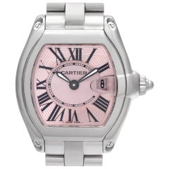 Cartier Roadster W62017V3 Stainless Steel Pink Dial Quartz Watch