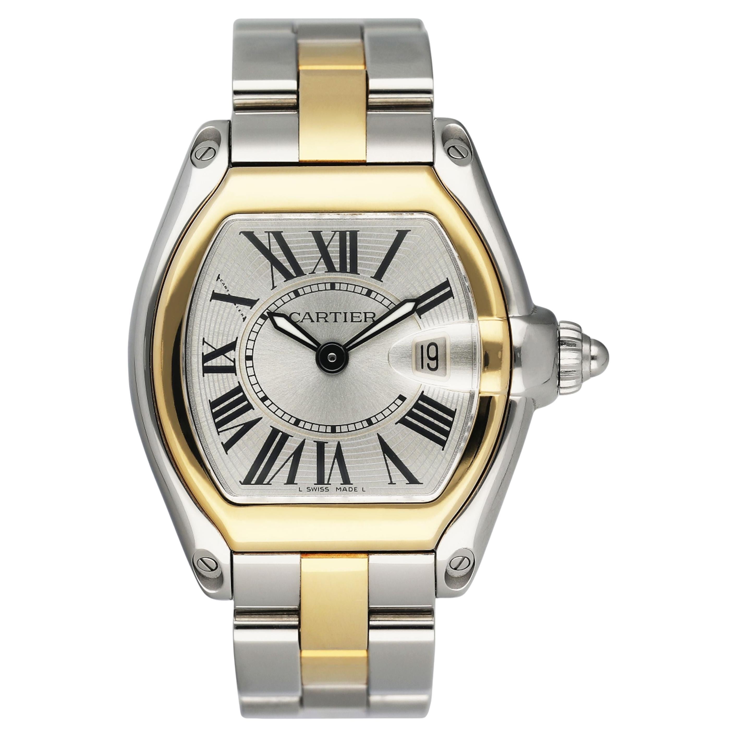 Cartier Roadster W62026Y4 Two Tone Yellow Gold Ladies Watch Box Papers im Angebot