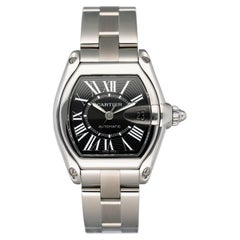 Cartier Roadster W62041V3 Black Dial Steel Mens Watch Box Papers