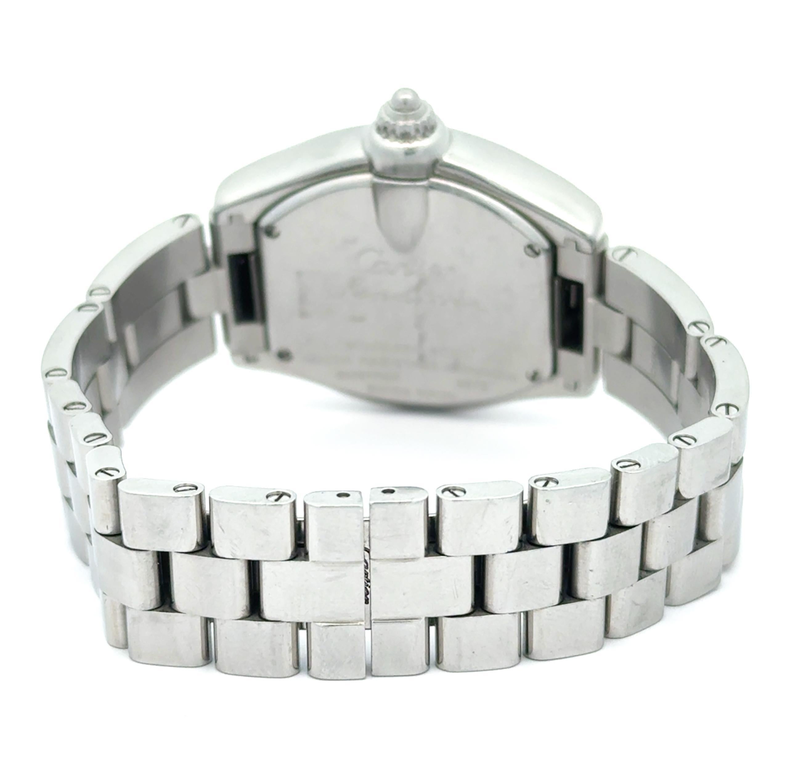 Cartier Roadster W6206006 Orologio al quarzo in acciaio inossidabile con quadrante in madreperla da 32 mm in vendita 2