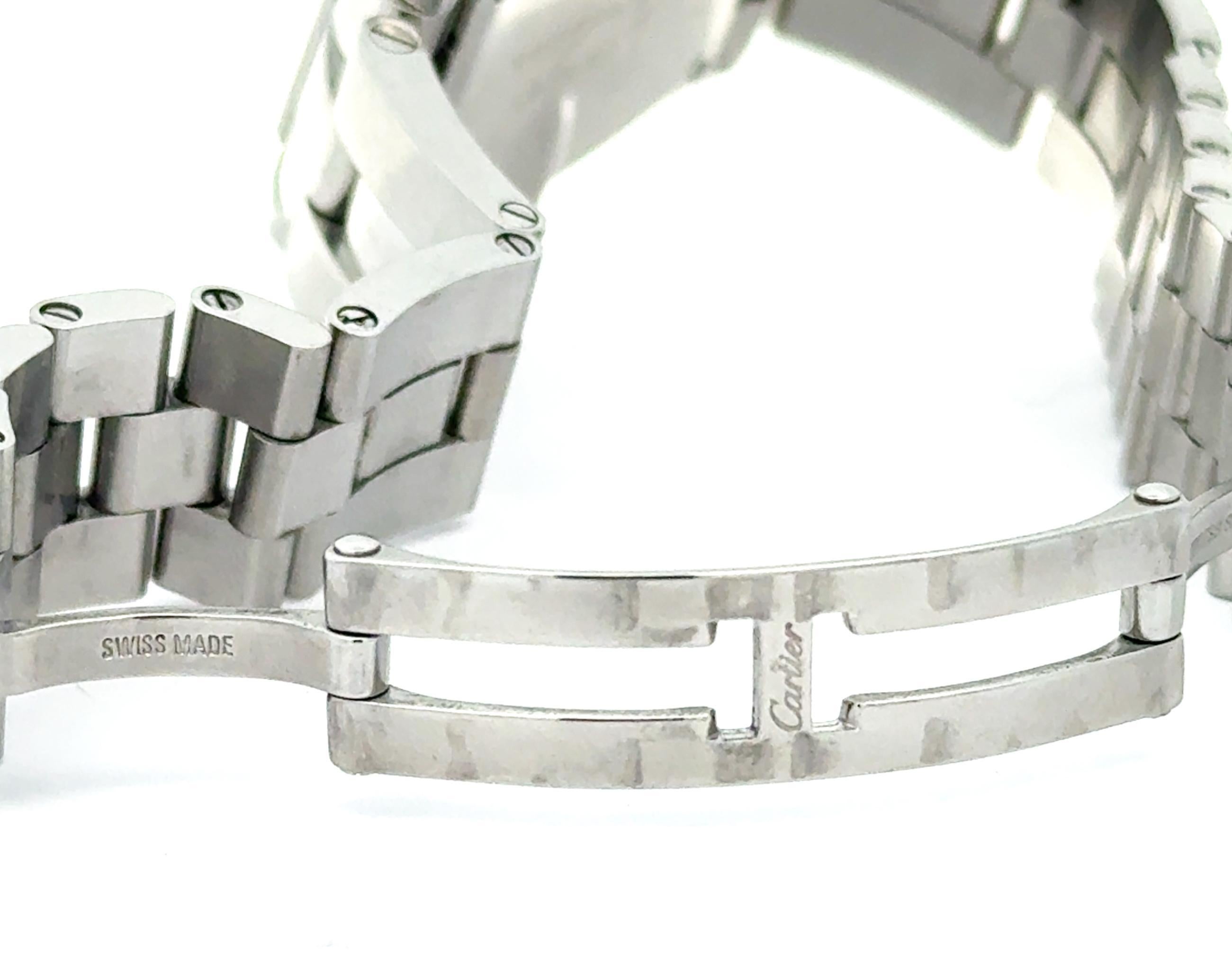 Cartier Roadster W6206006 Orologio al quarzo in acciaio inossidabile con quadrante in madreperla da 32 mm in vendita 4