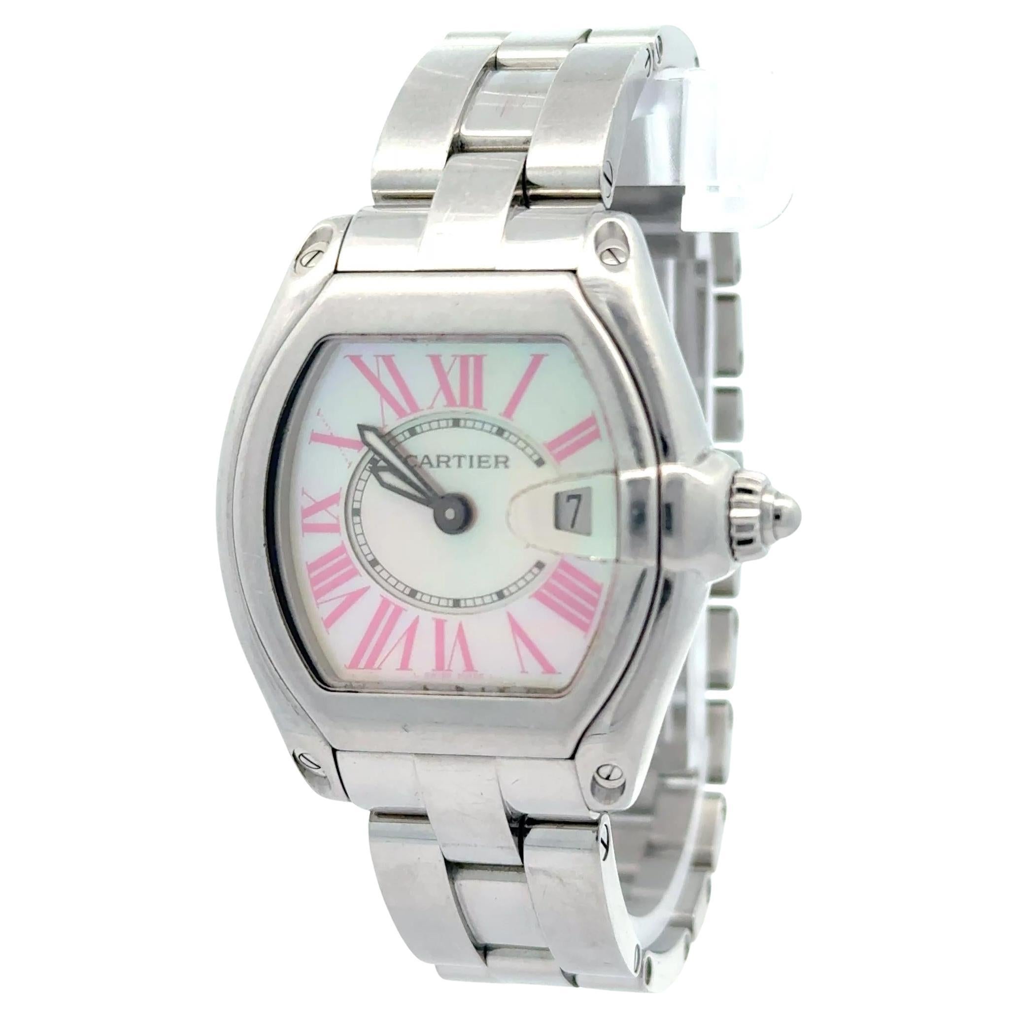 Cartier Roadster W6206006 32mm Mother of Pearl Dial Stainless Steel Quartz Watch