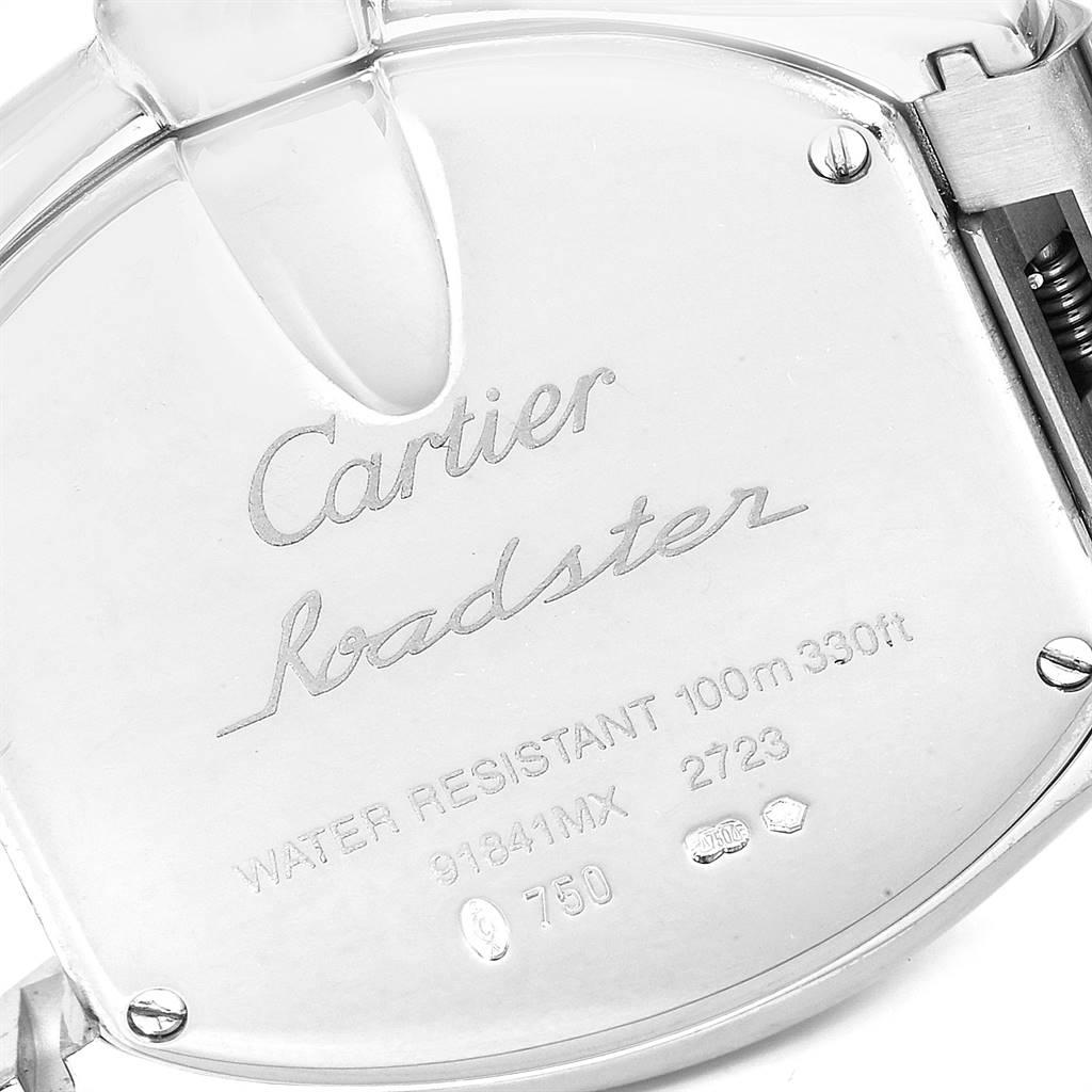 Brilliant Cut Cartier Roadster White Gold Diamond Ladies Watch WE5002X2 Box Papers For Sale