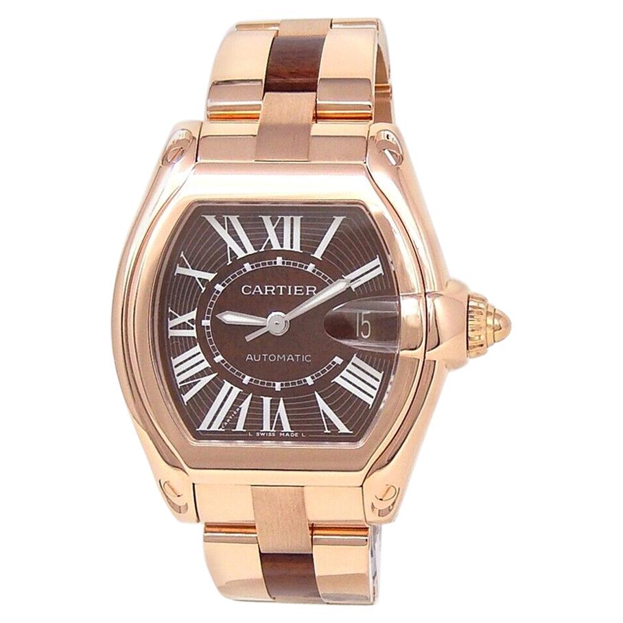 Cartier Roadster XL 18 Karat Rose Gold Men's Watch Automatic W6206001 For Sale