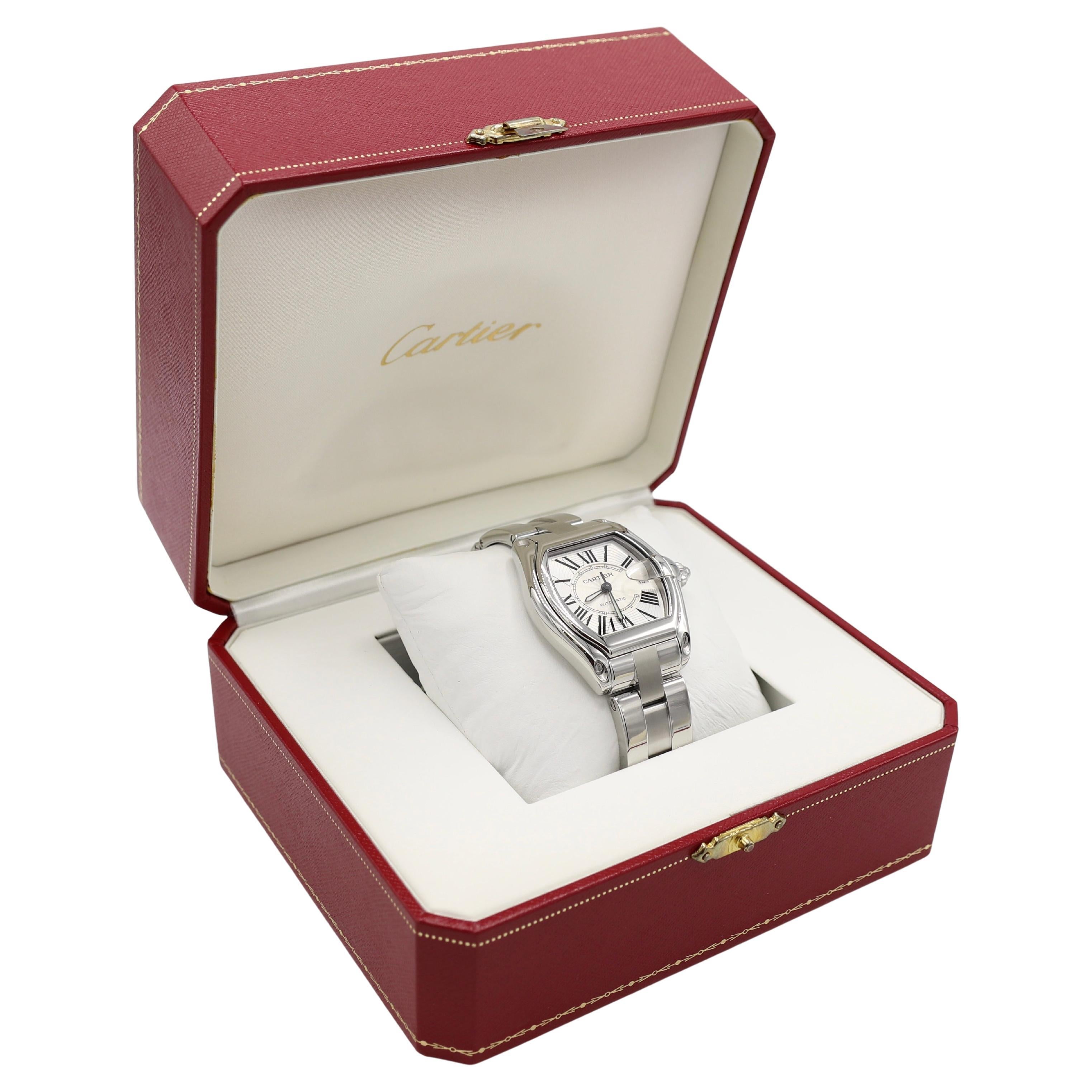 Moderno Orologio Cartier Roadster XL Automatico in Steele W62025V3 2510 Scatola e Documenti in vendita