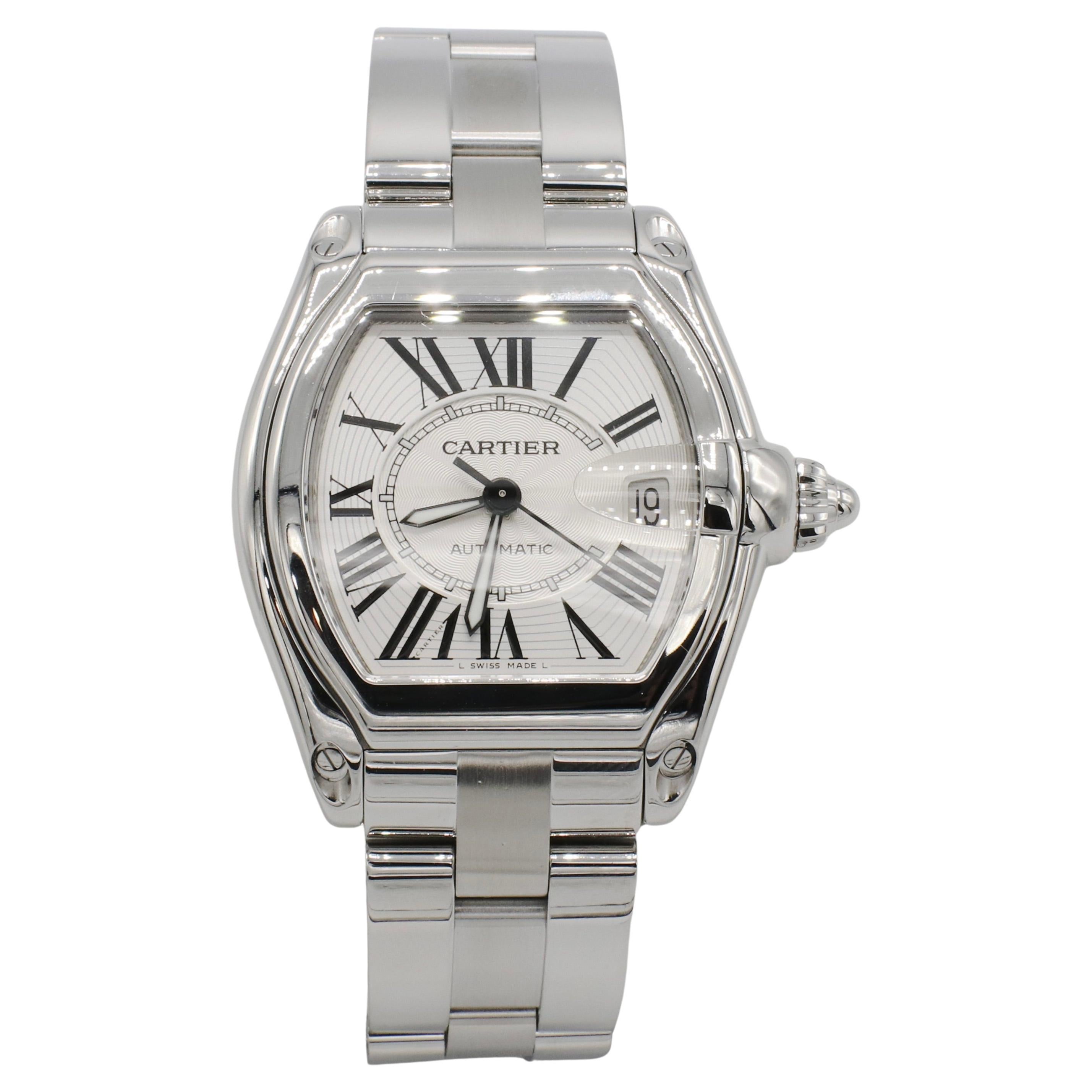 Cartier Roadster XL, montre automatique en acier inoxydable W62025V3 2510, boîte et papiers