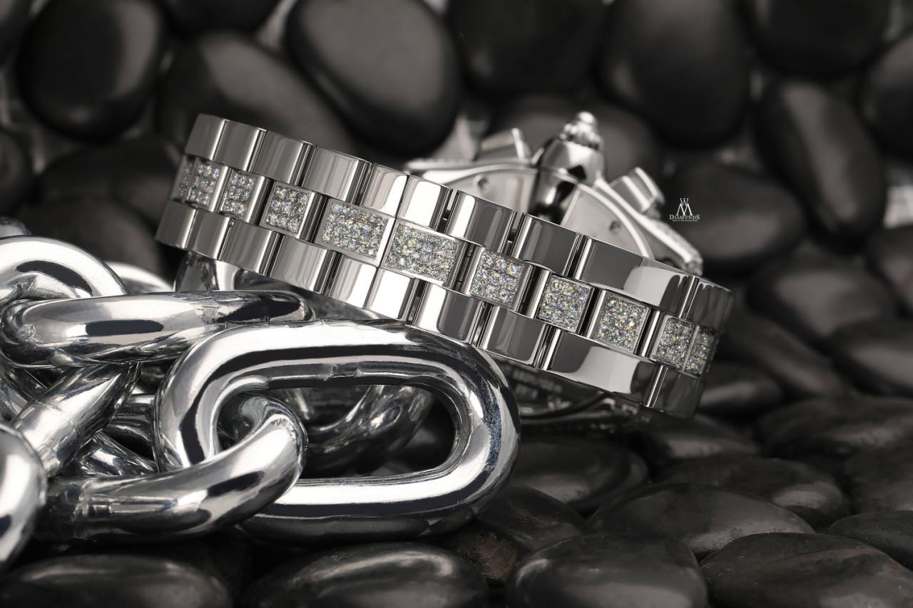 Cartier Roadster XL Chrono Edelstahl Diamant-Uhr mit schwarzem Zifferblatt W62020X6 im Angebot 2