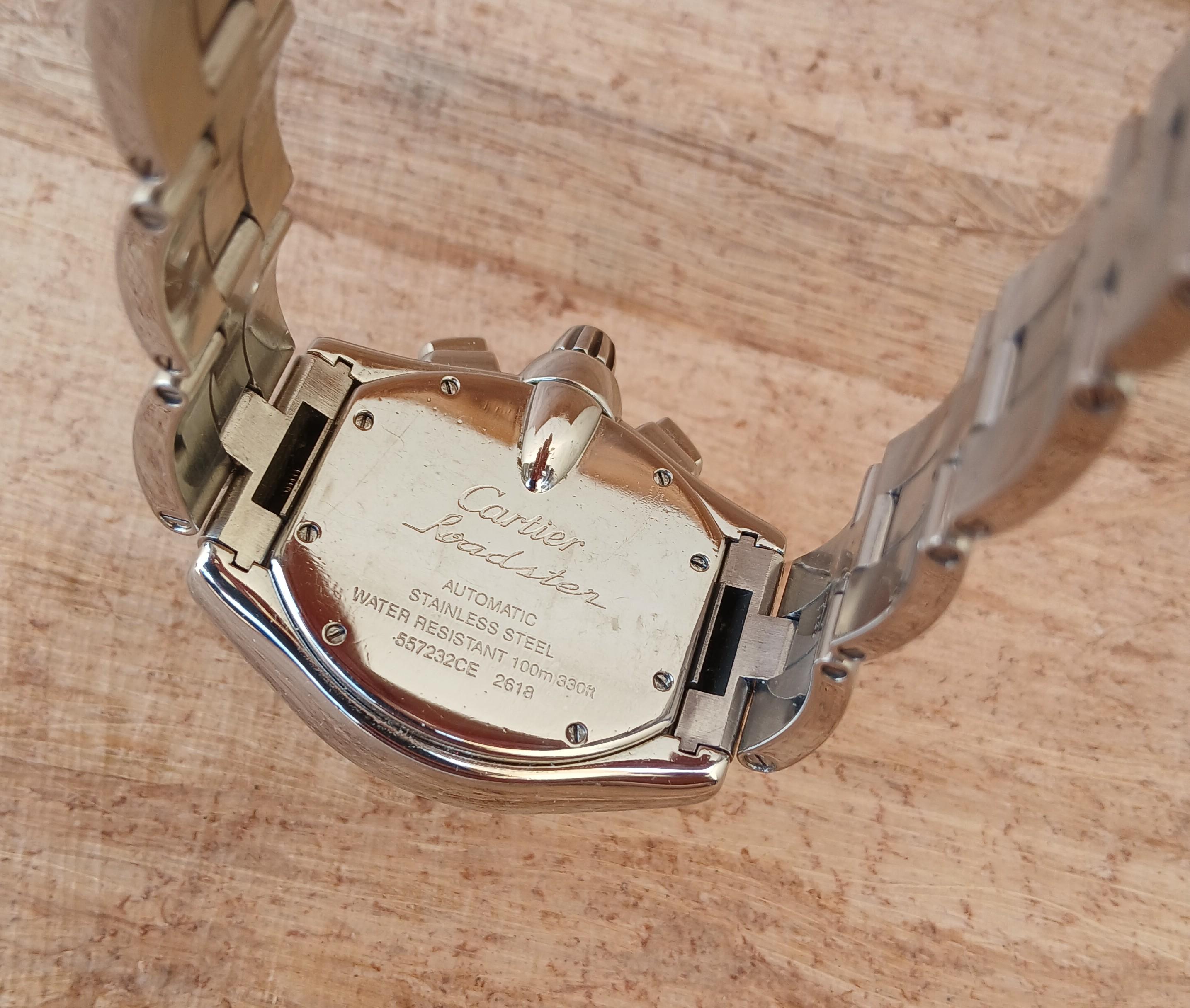 Reloj Cartier Roadster XL Cronógrafo 2618 Automático Acero Inoxidable en venta 7