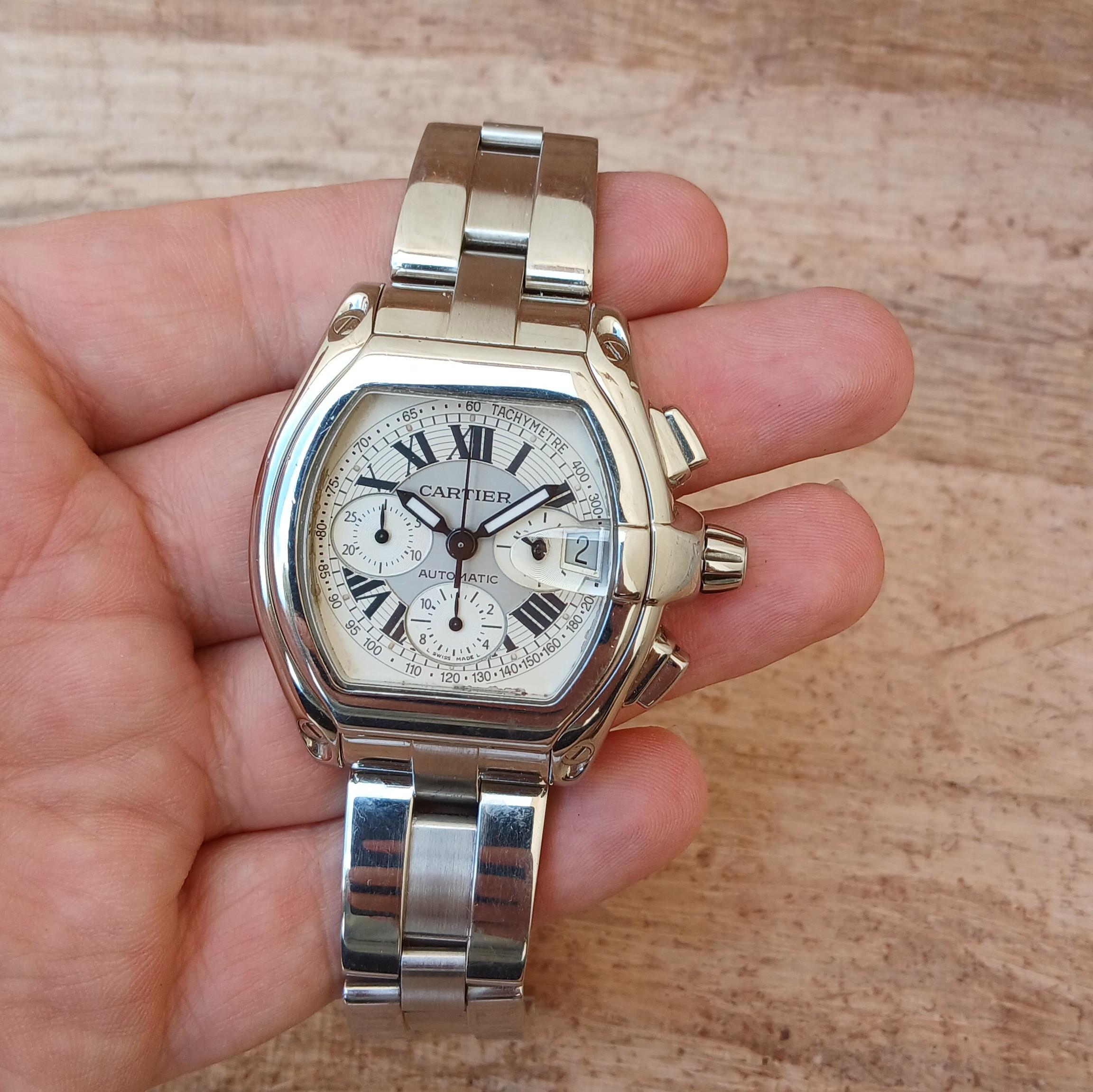 Reloj Cartier Roadster XL Cronógrafo 2618 Automático Acero Inoxidable en venta 11