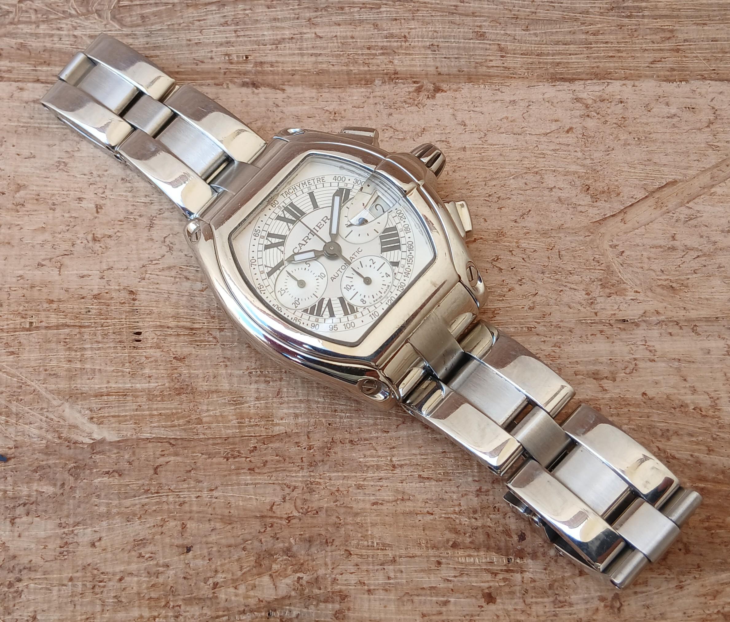 Reloj Cartier Roadster XL Cronógrafo 2618 Automático Acero Inoxidable en venta 12