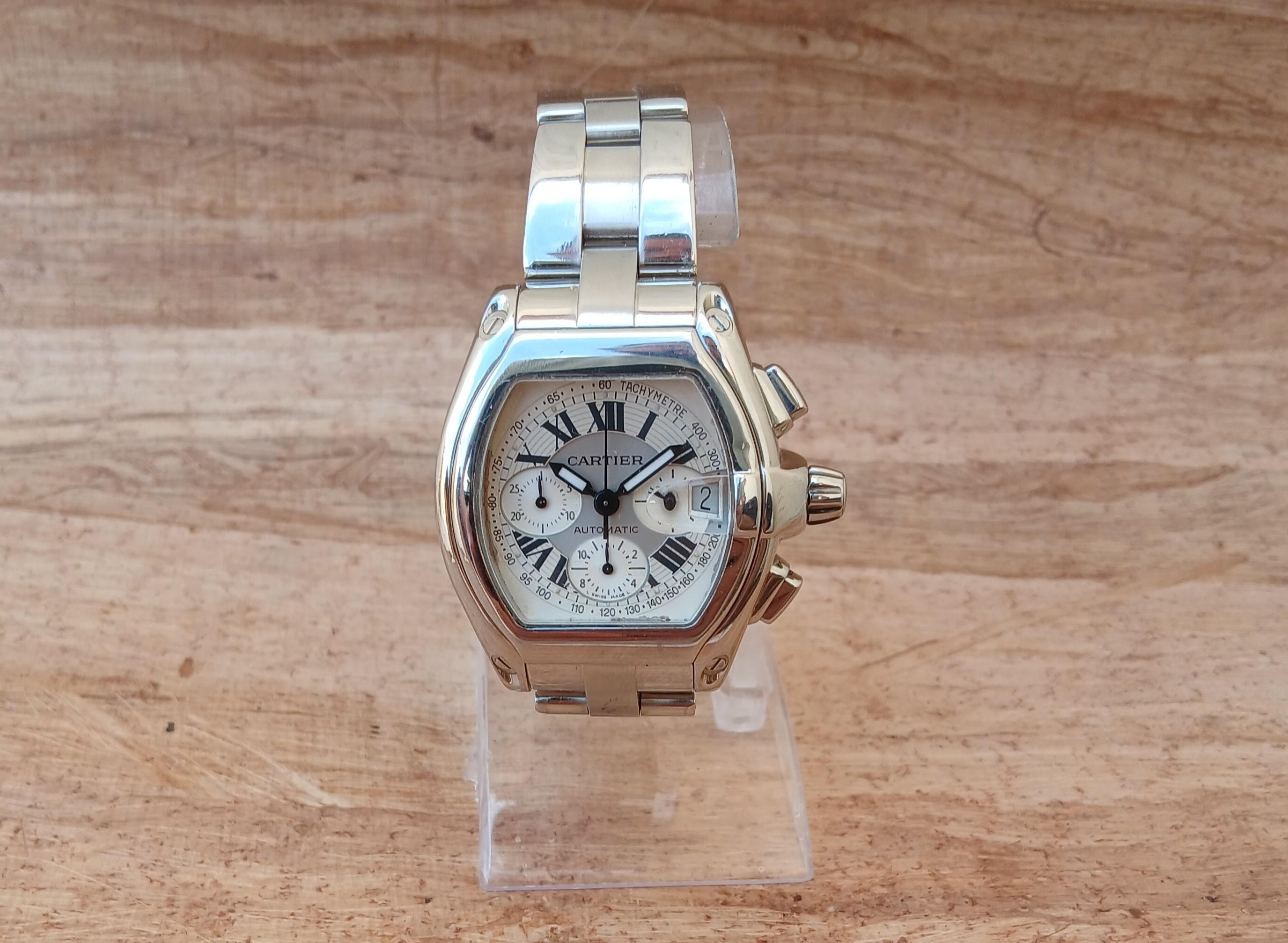 Reloj Cartier Roadster XL Cronógrafo 2618 Automático Acero Inoxidable en Bueno estado para la venta en Toronto, CA