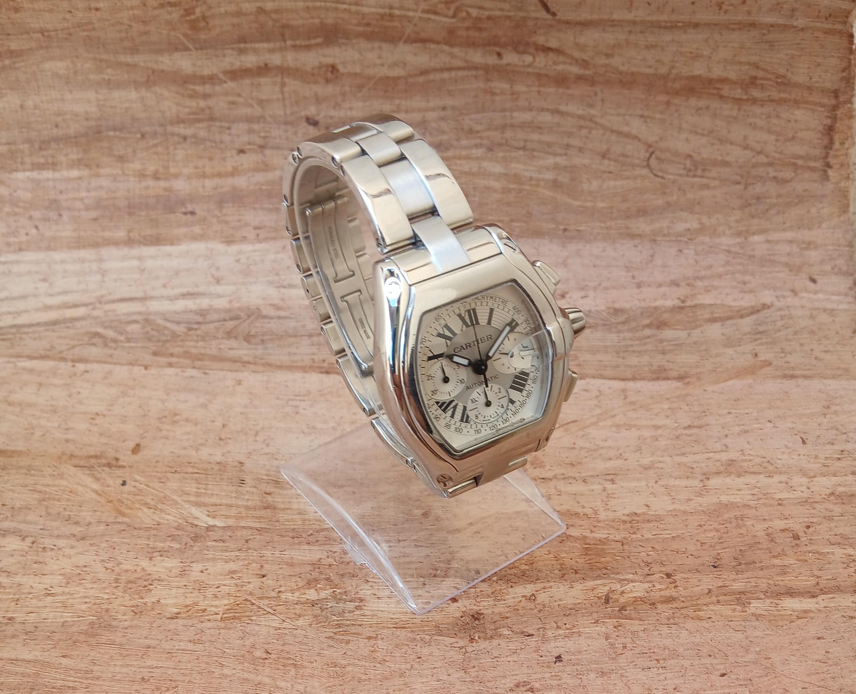 Reloj Cartier Roadster XL Cronógrafo 2618 Automático Acero Inoxidable en venta 13