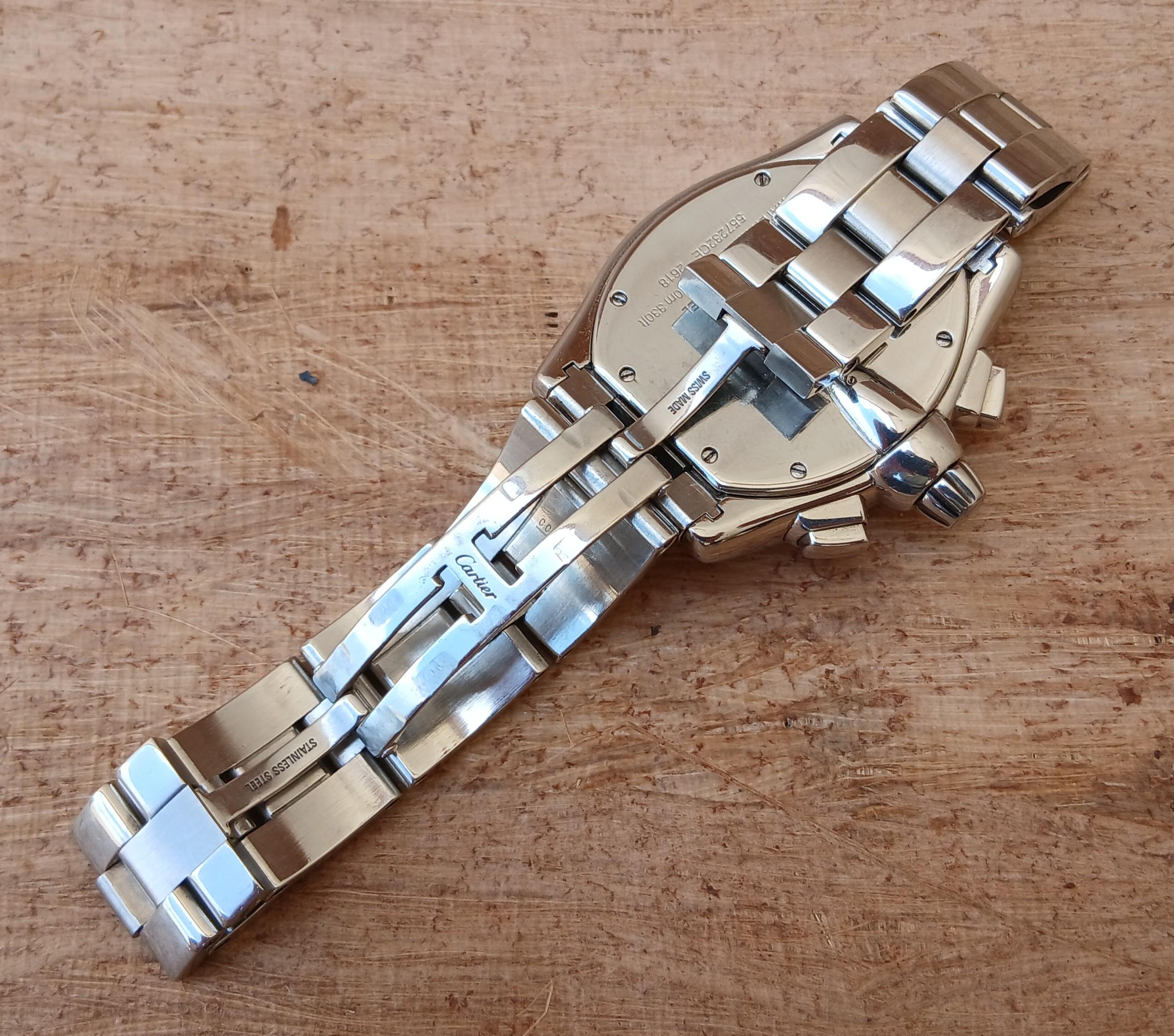 Reloj Cartier Roadster XL Cronógrafo 2618 Automático Acero Inoxidable en venta 5