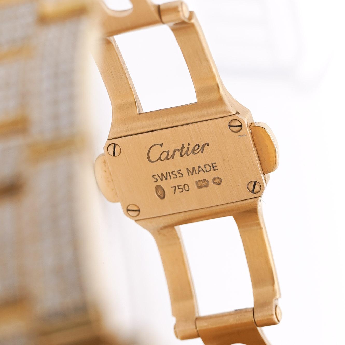 Cartier Roadster XL Chronograph 2619 in 18K Gold Full Diamond Watch For Sale 3